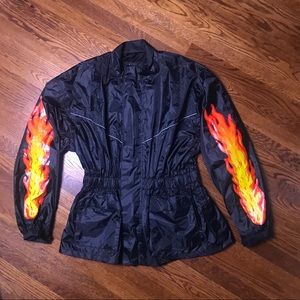 Thunder Under Motorcycle Flames Fire Rain Jacket